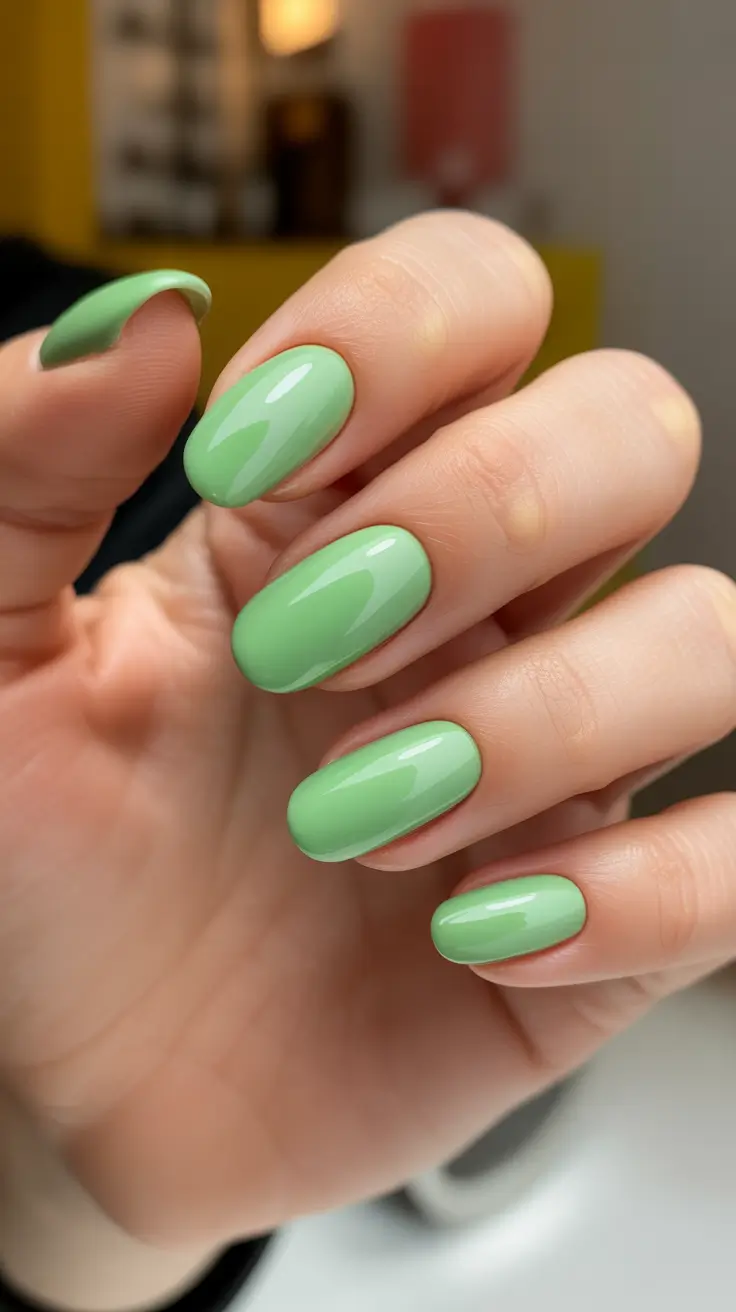 diy spring nails acrylic 2026 Soft Sage Green Short Acrylic Nails