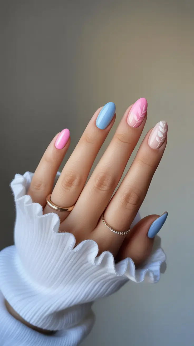 diy spring nails acrylic 2026 Pastel Spring Mix with Flower Designs