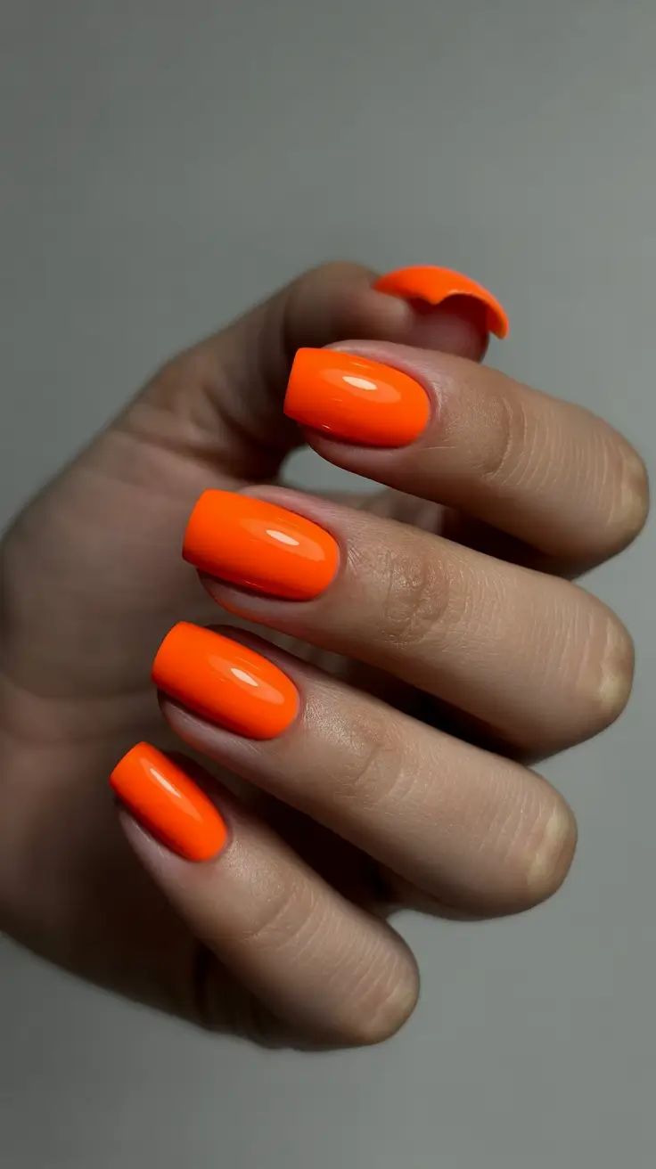 diy spring nails acrylic 2026 Electric Orange Statement Acrylic Nails