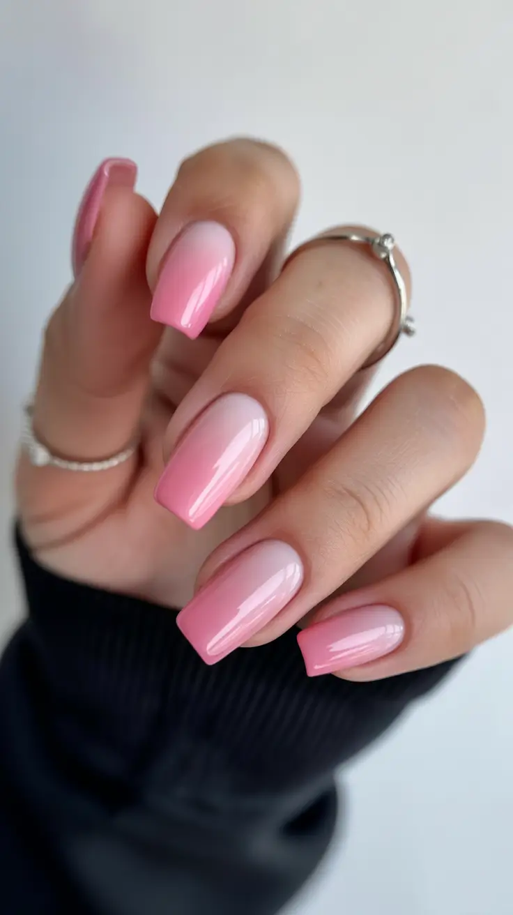 May Nails Ideas 2026 Soft Pink Square Glow