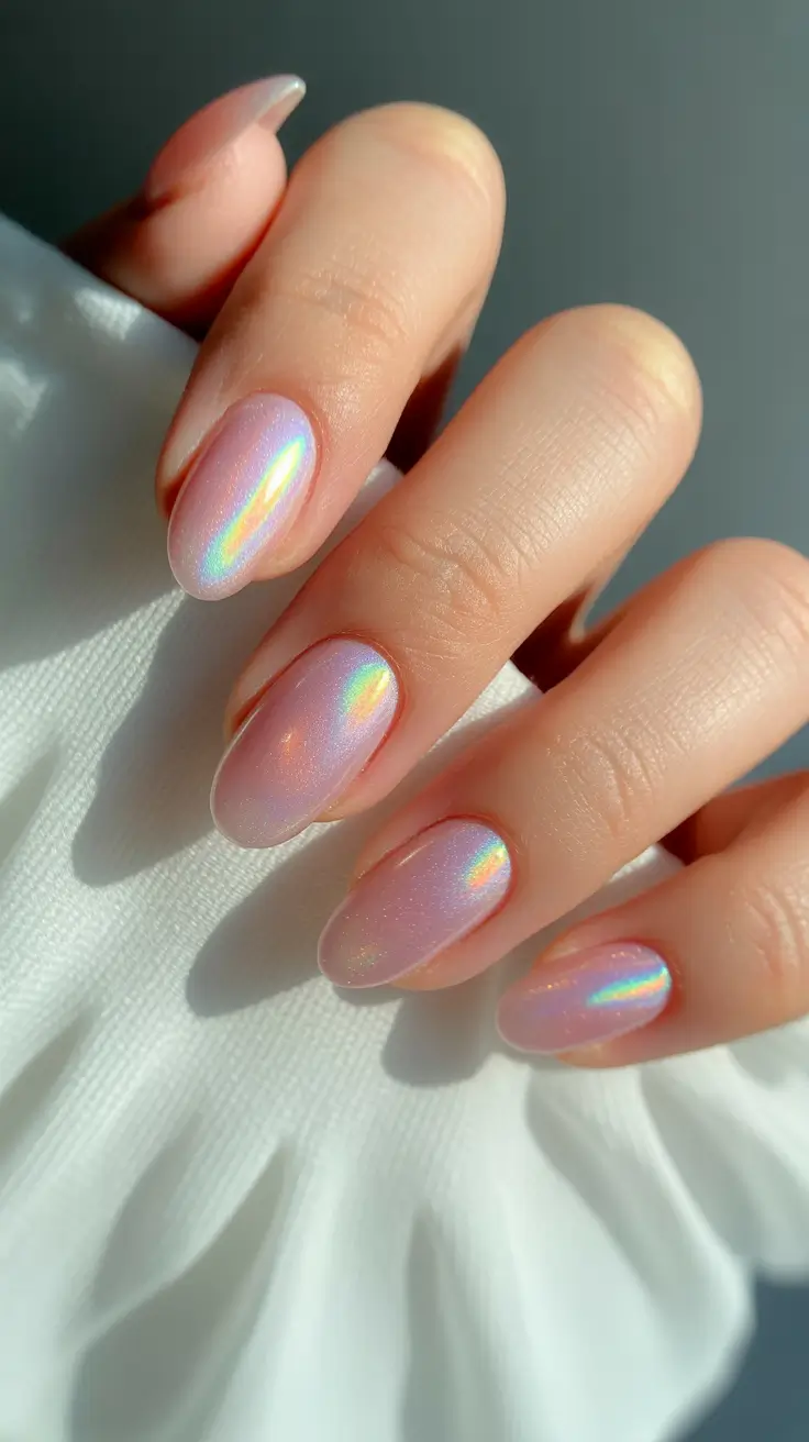 May Nails Ideas 2026 Pastel Holographic Short