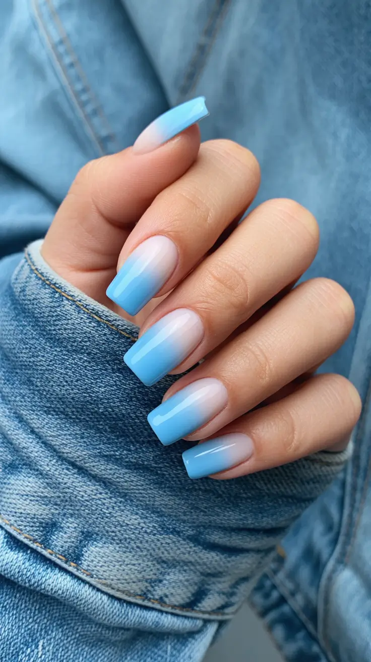 May Nails Ideas 2026 Blue Ombre Square
