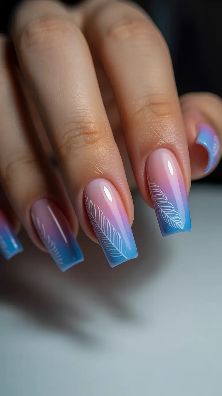 May Nails Ideas 2026 Blue Purple Gradient Square