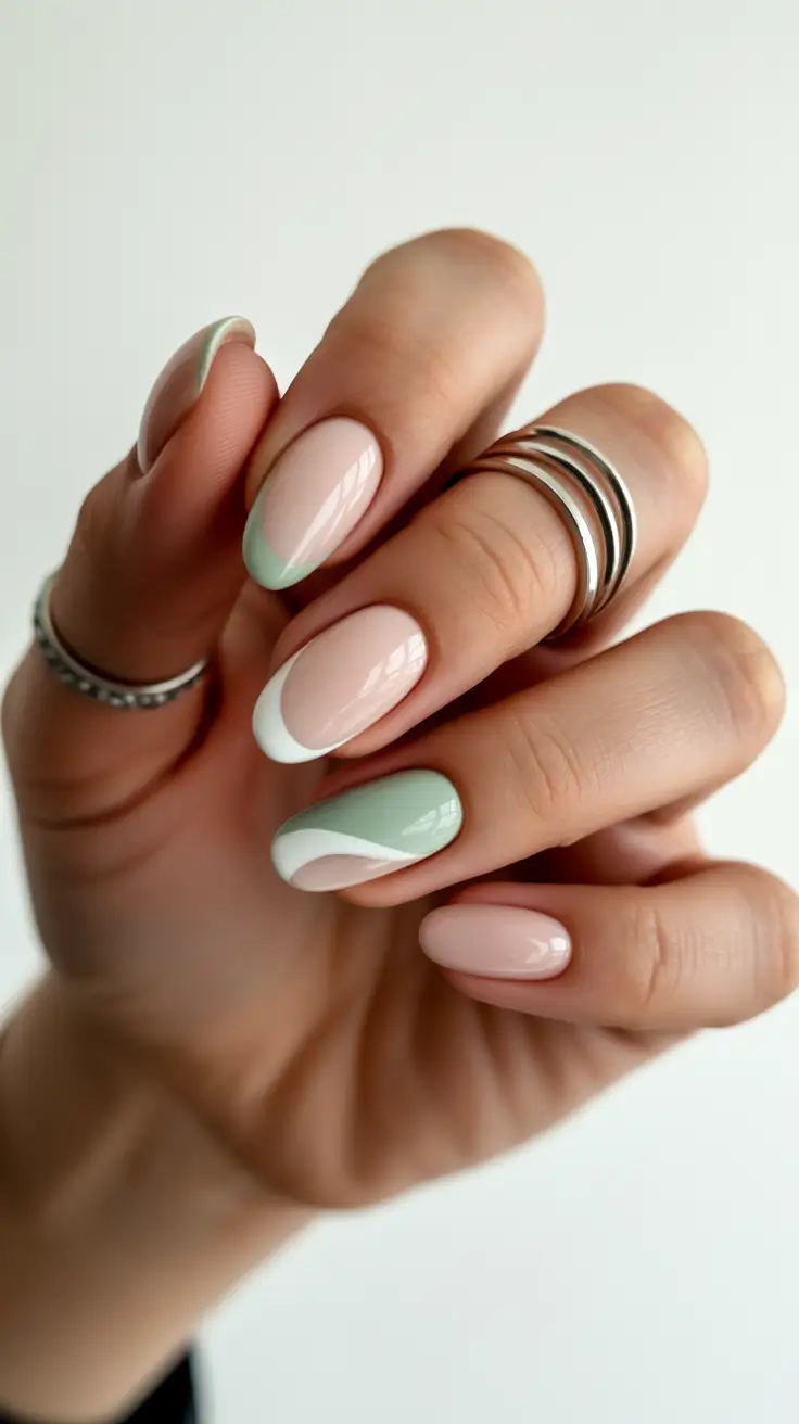vibrant spring nail design 2026 Fresh Mint French With Minimal Soft Contrast