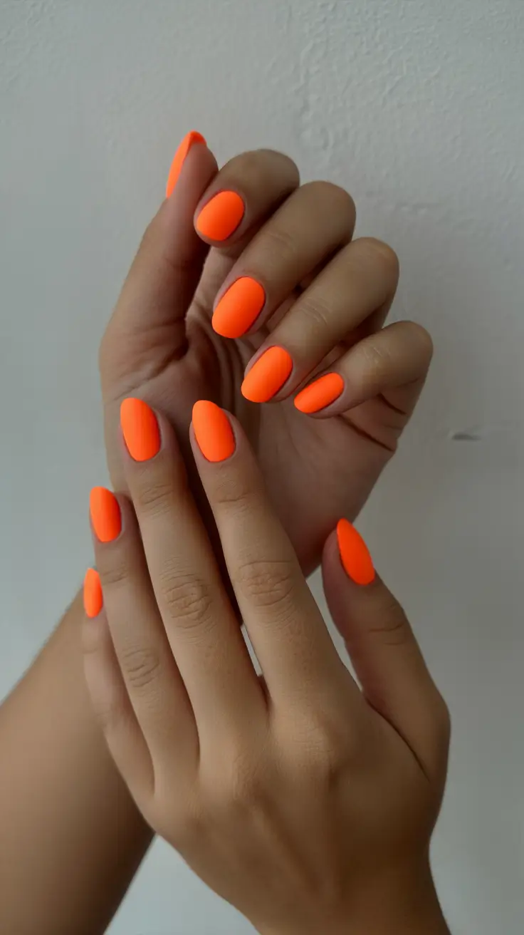 summer short nail inspo 2026 Neon Orange Energy for Statement Summer Nails